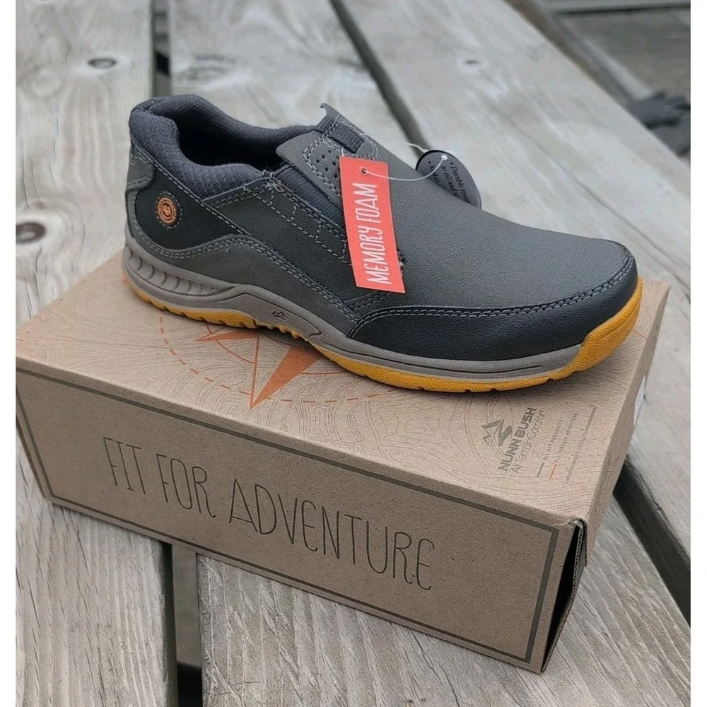 Nunn Bush Eskar Comfort All Terrain Mens Gray Shoes Slip on Memory Foam Sz‎ 5